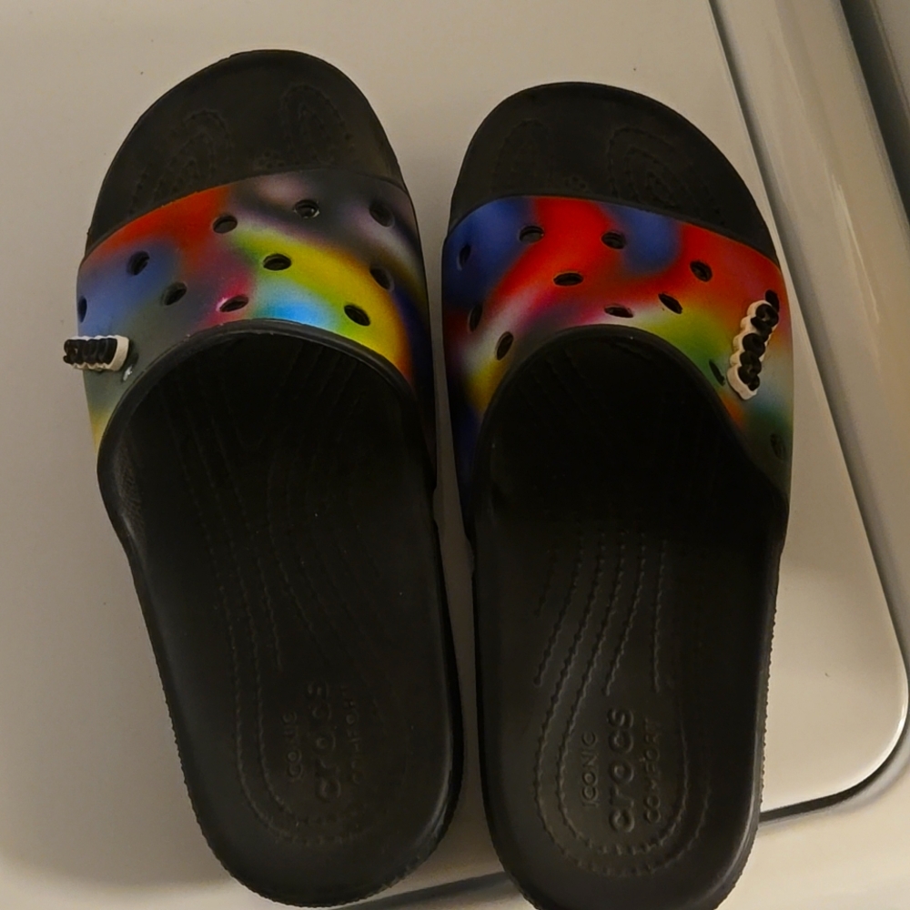 Crocs rainbow  sandals women's 10 men 8